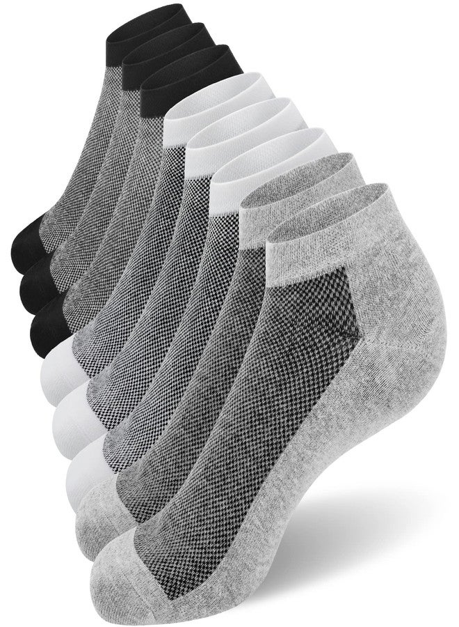 SIXDAYSOX 8 Pack Mens Ankle Socks 3 Black 3 White 2 Grey Size 10-13 - Image 1